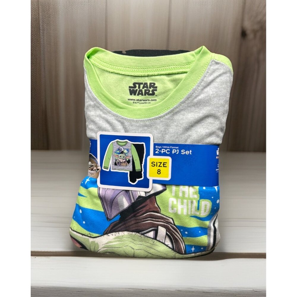 Star Wars Mandalorian Child Yoda Boys Size 8 PJ’s Long Sleeve Pants 2pc Set New